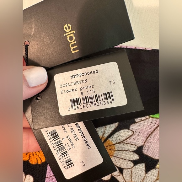 NWT MAJE Flower Power 100% Cotton Crop Button Tank Adjustable Strap Hippie Peace - Picture 11 of 12